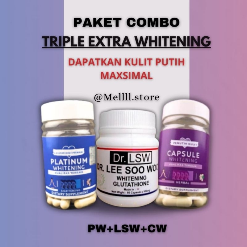 TRIPLE EXTRA WHITENING | COMBO ALL WHITENING KAPSUL PEMUTIH KULIT | PEMUTIH KULIT WAJAH & BADAN | PE