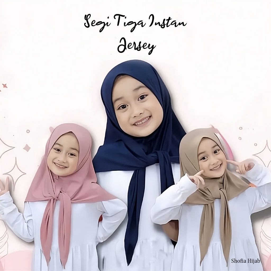 SHOFIA HIJAB - HIJAB SEGI TIGA INSTAN ANAK JERSEY, HIJAB ANAK JERSEY, SEGI TIGA INSTAN JERSEY ANAK