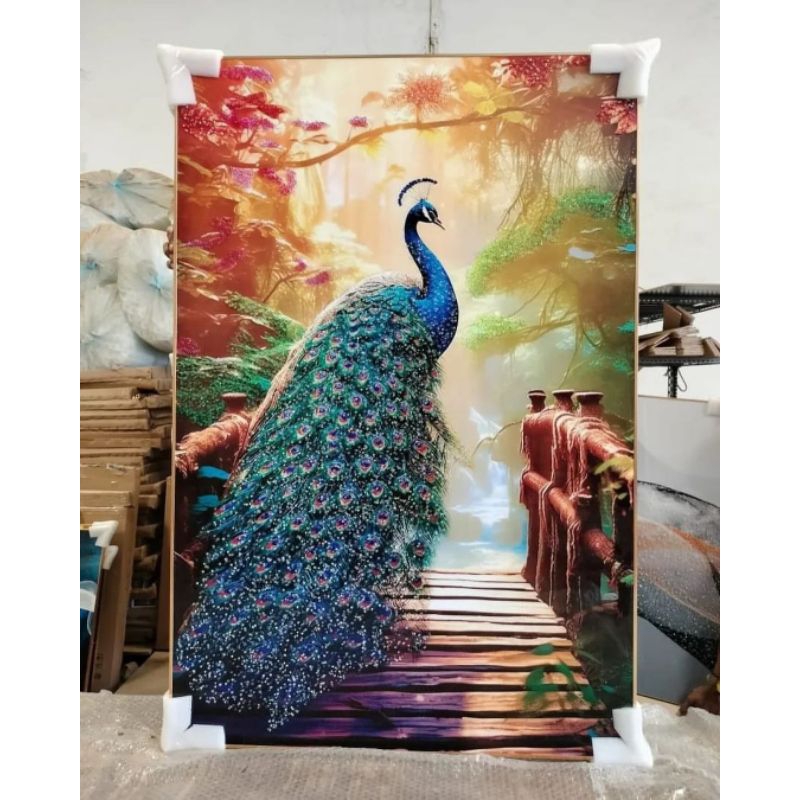 lukisan Porcelain Diamond 5d gambar merak