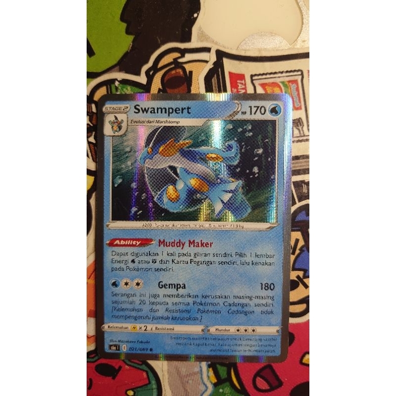 Kartu Pokemon / TCG pokemon Indonesia version. swampret Hologram