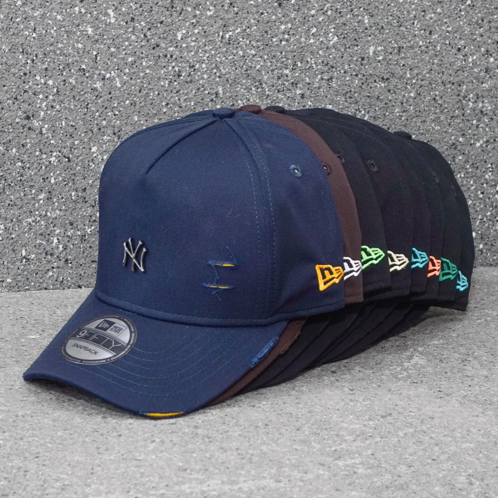 NWR NY Topi Ripped New York Logo Besi Metal Kecil Robek Anti Karat Unisex Pria Wanita Import #67