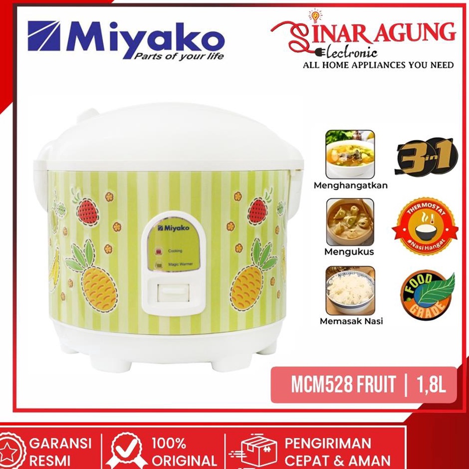 FQ COD MIYAKO RICE COOKER  MAGIC COM MCM528  MCM528  MCM528 MIX FRUIT 18 LITER  WARMER PLUS GARANSI 