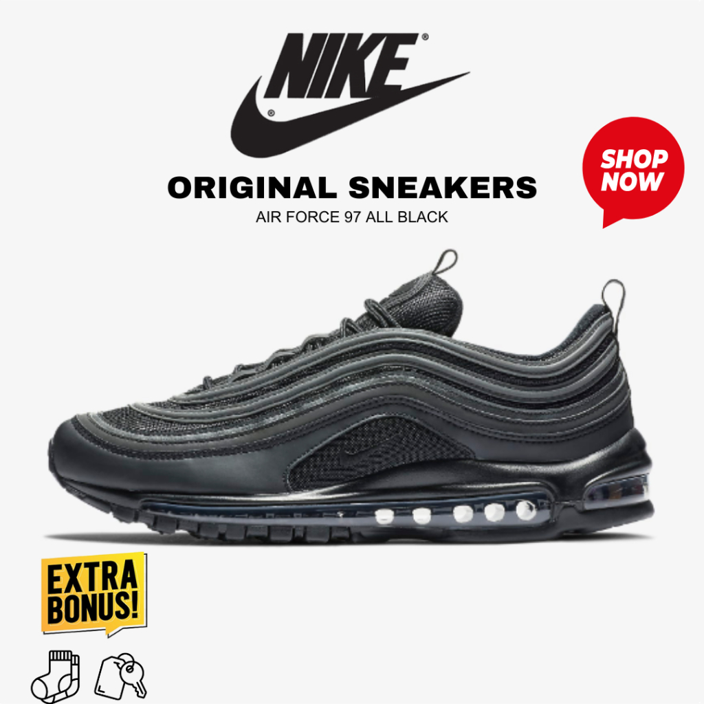 Sepatu Sneakers NIKE AIR MAX 97 ALL BLACK ORIGINAL BNIB
