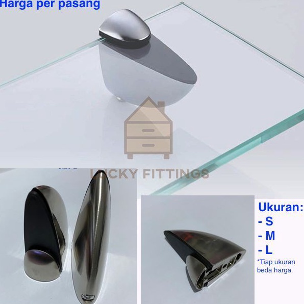 Serbu Puas  Ambalan Wastafel Penjepit Jepit Kaca  Kayu Sirip Hiu Toilet WC Dinding ke Kaca PASANG