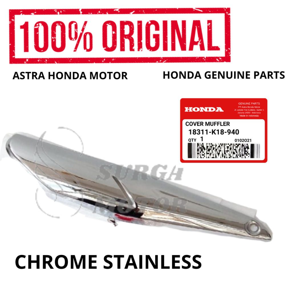 Cover Tutup Knalpot Verza 150 Chrome Stainless Original Honda AHM 18311-K18-940 Case Pelindung Muffl