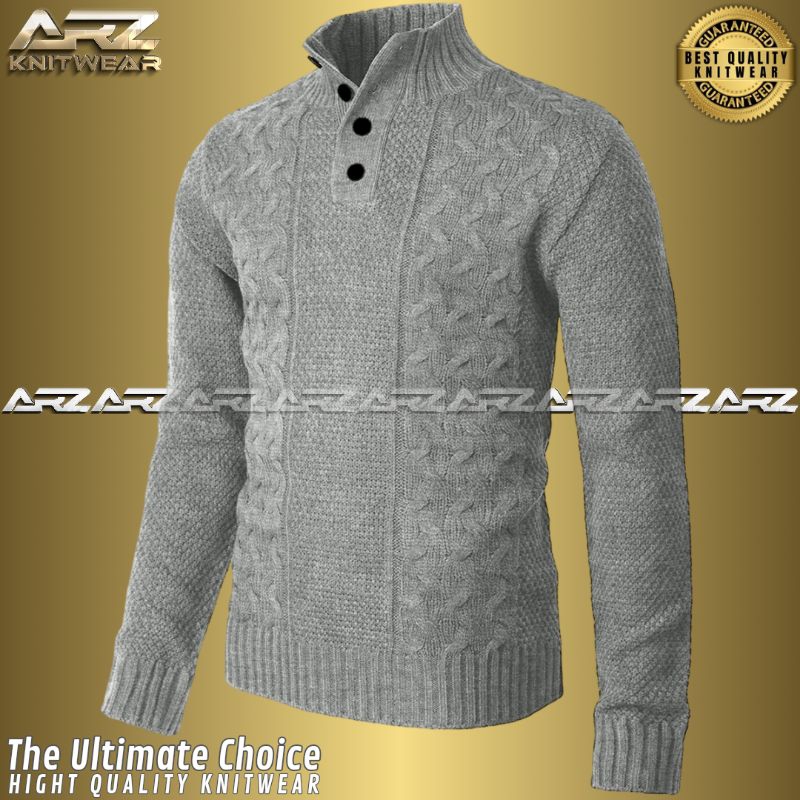 [GREY] Maher Sweater Rajut Pria Eksklusif Turtleneck - Sweater Rajut Kerah Tinggi - Sweater Rajut Lo