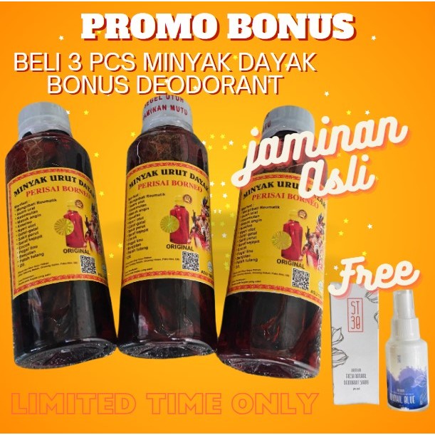 (Paket 3 Pcs) Minyak Urut DAYAK 100% GARANSI ORIGINAL KALIMANTAN Minyak Dayak Kalimantan Garansi Asl