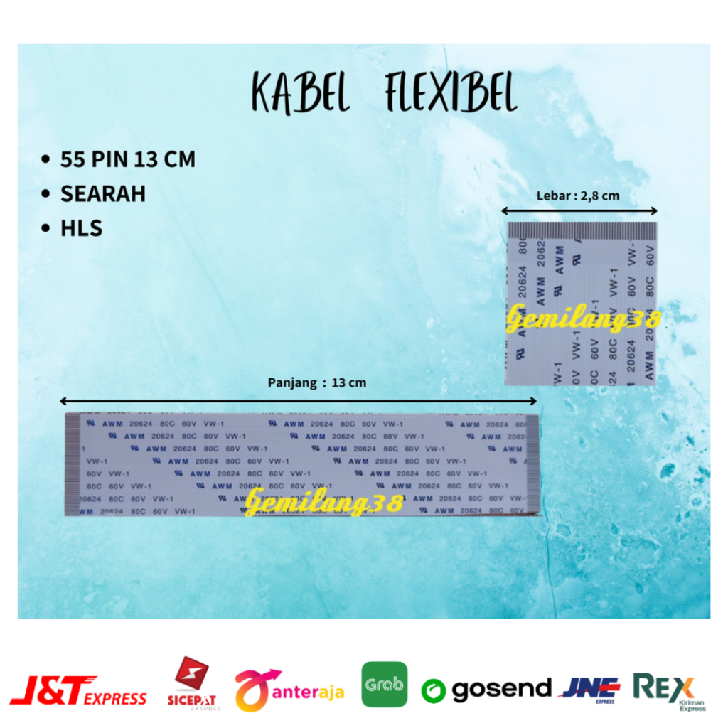 Kabel Flexibel 55 Pin 13 cm Searah HlS flexible flat cable 50pins(0.5)