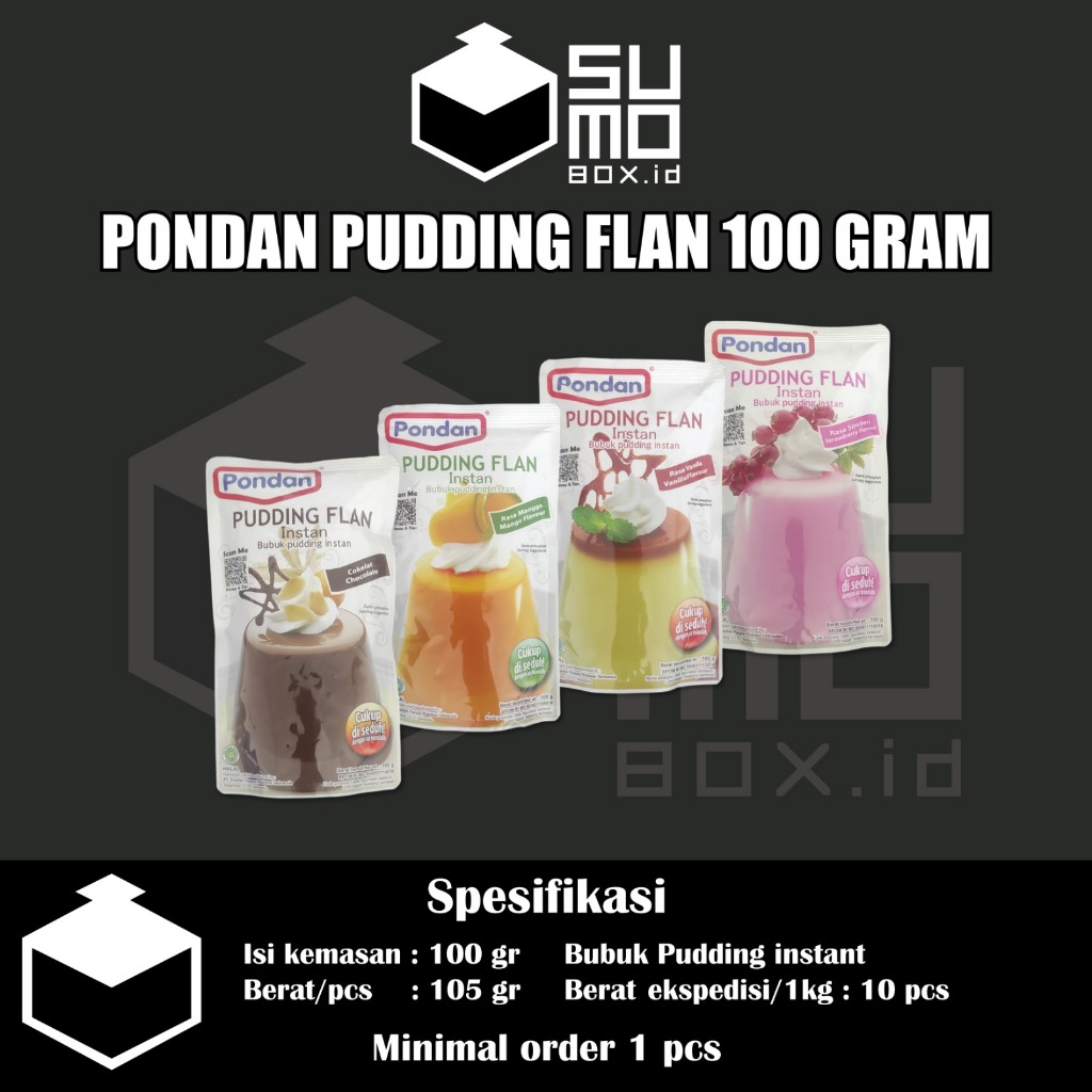 

Pondan Puding Pudding Flan Cokelat Mangga Vanila Strawberry 100gram