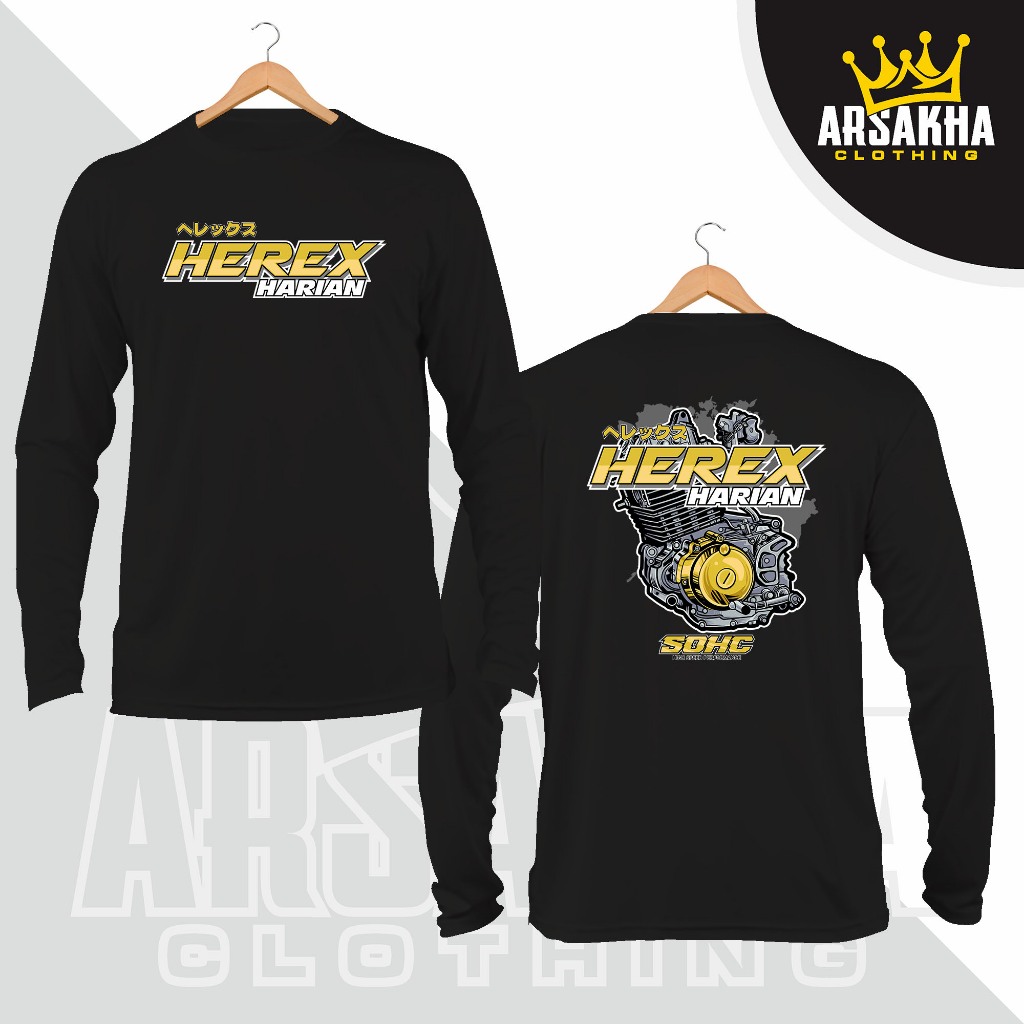 Kaos Lengan Panjang Herex Harian Keren v2 Baju Distro Katun Combed 30s - Arsakha Clothing