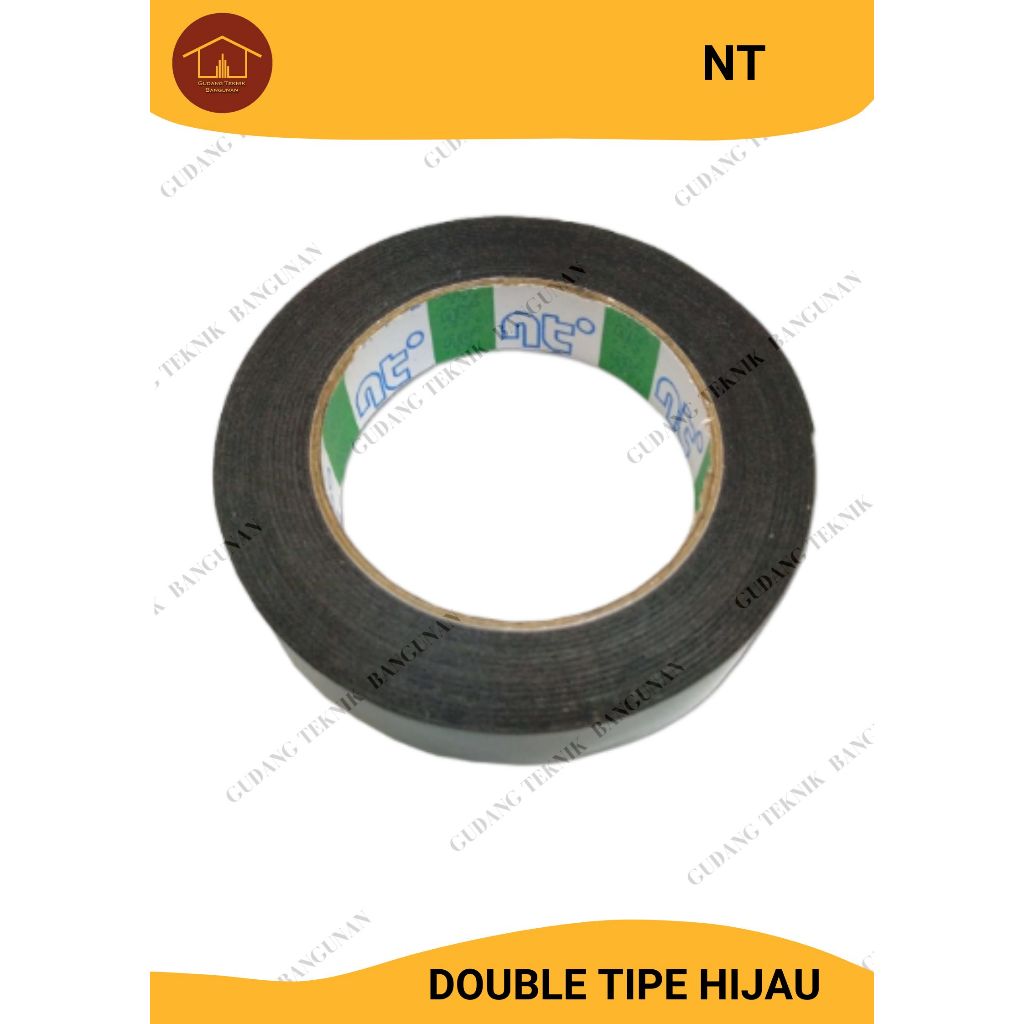 

NT Tape / Double Dobel Tape Hijau Busa 1 Inch / Isolasi Hijau Busa / Double Tape PE / Foam Green / Tip Busa / Isolasi Bolak Balik / Gabus Isolasi 1 inch Taiwan