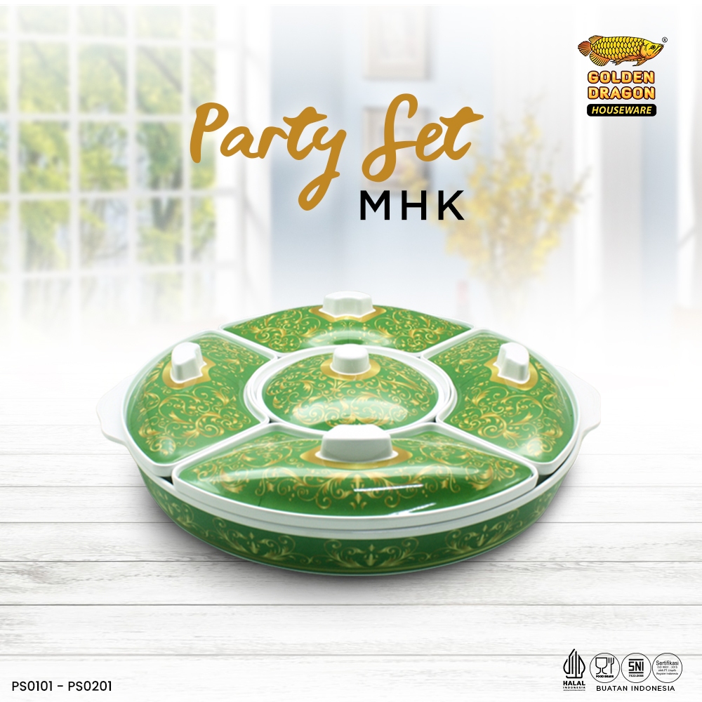 Arwana Houseware Party Set Melamine Motif PS0201MF-Motif - Golden Dragon Melamine