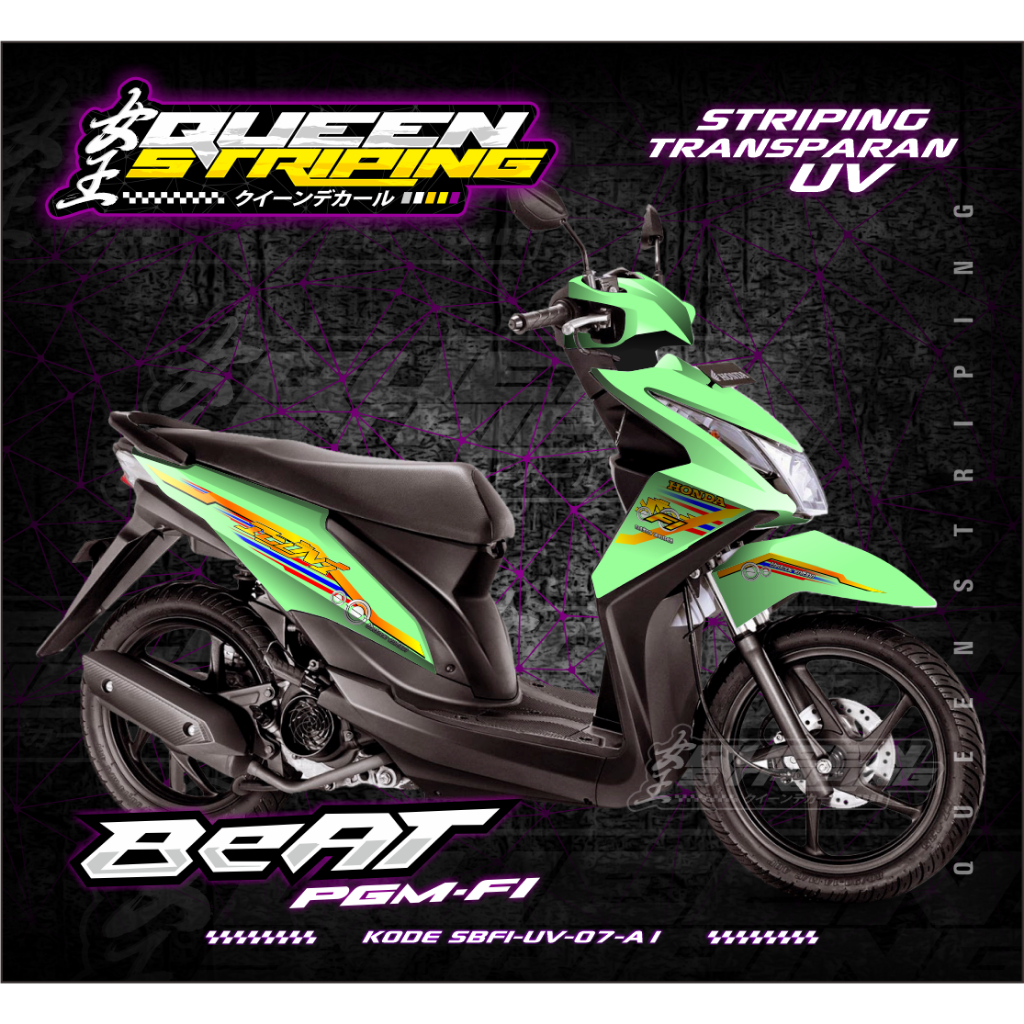 Stiker Transparan Striping UV Beat FI Desain Racing / Stiker Striping UV Transparan - SBFI