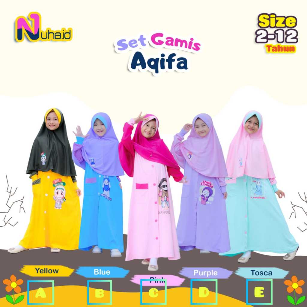 Gamis Anak Perempuan Set Gamis Aqifa Nuha.id