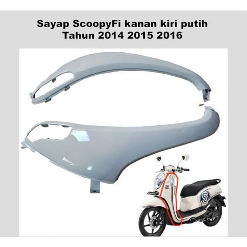 sayap scoopy fi putih 2013 2016 body depan kanan kiri Honda scoopy fi 2013 2016 k16 warna putih