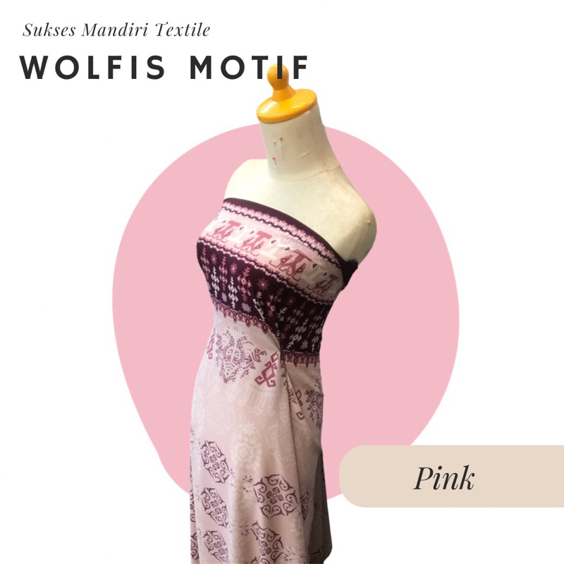 Kain Wolfis Warna Putih Motif Etnik Warna Pink Kualitas Bahan Terbaik
