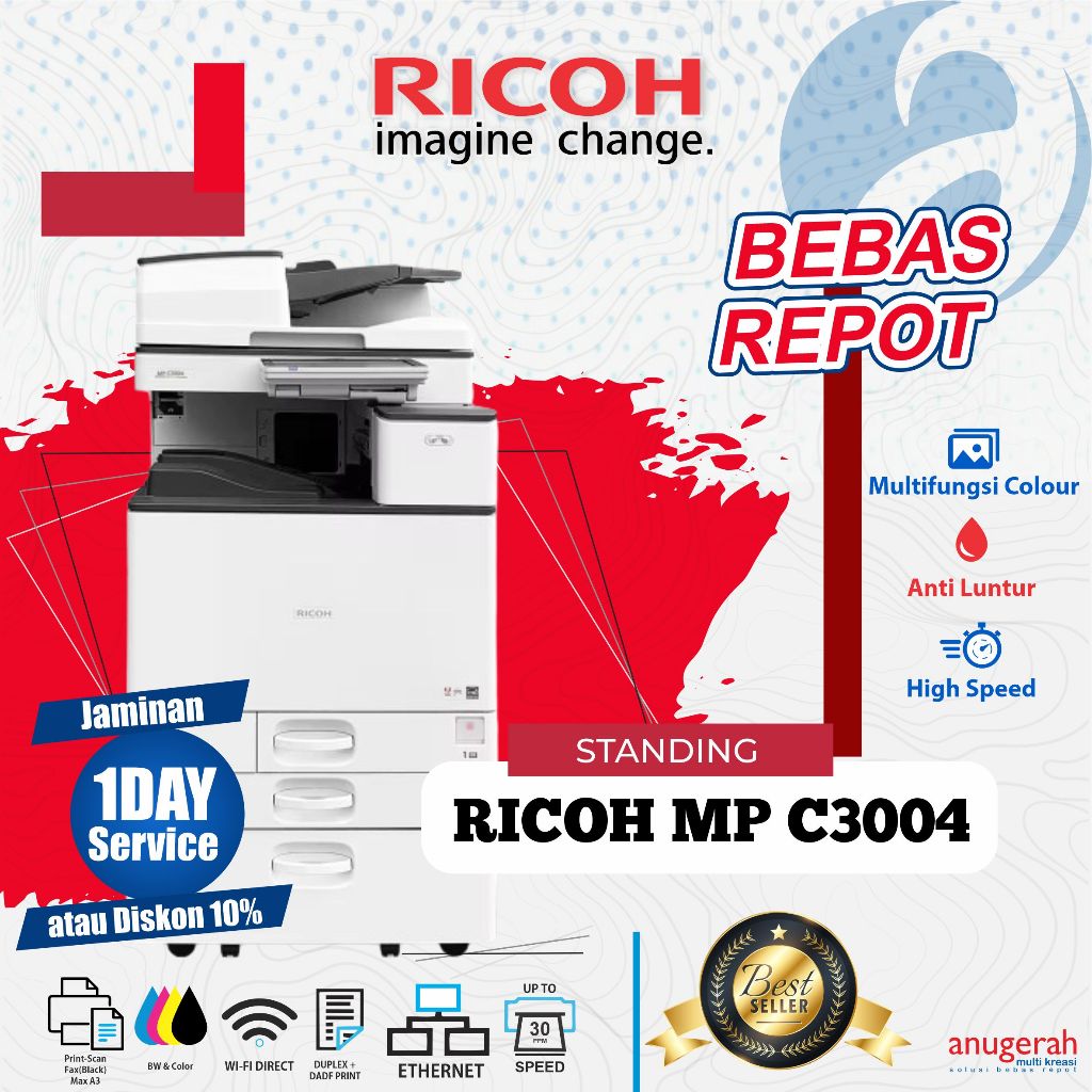 Mesin Printer Ricoh MP C3004 | Mesin Fotocopy Ricoh MP C3004 Recondisi