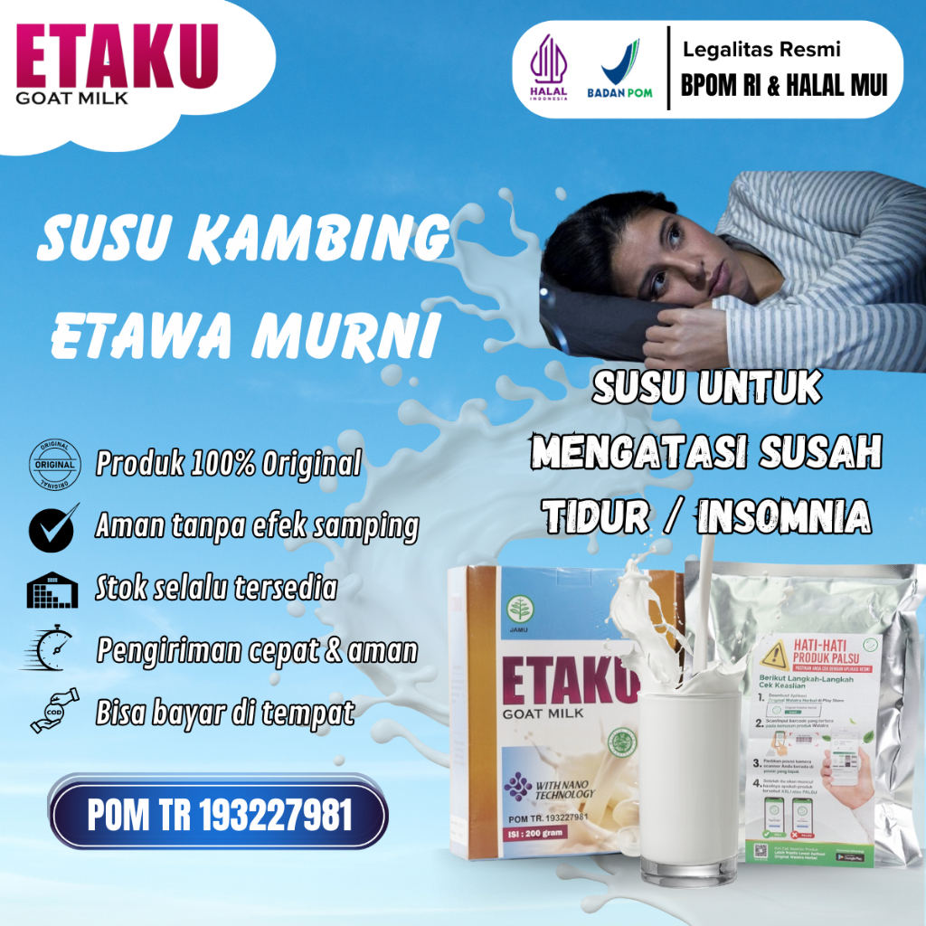 

Etaku Goat Milk Susu Untuk Atasi Insomnia Susah Tidur