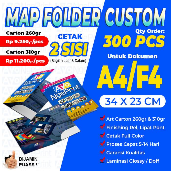 

Cetak Map Folder Organizer / Stopmap Kertas A4/F4 (2 Sisi) 300 Pcs / Custom Desain Murah