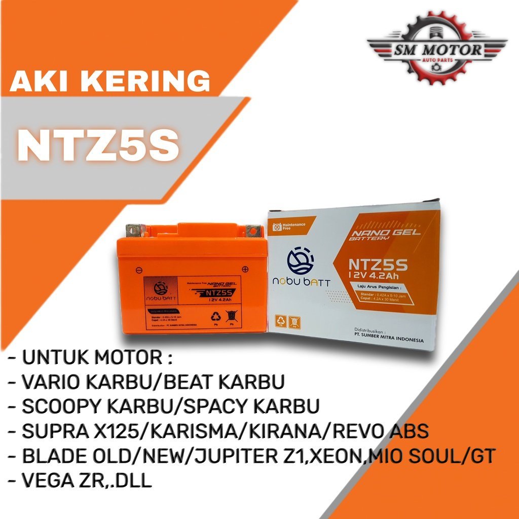 ACCU AKI BATTERY KERING NOBU MAXSHIELD MOTOR NTX3,NTZ5S,NTZ6,NTX7-UL