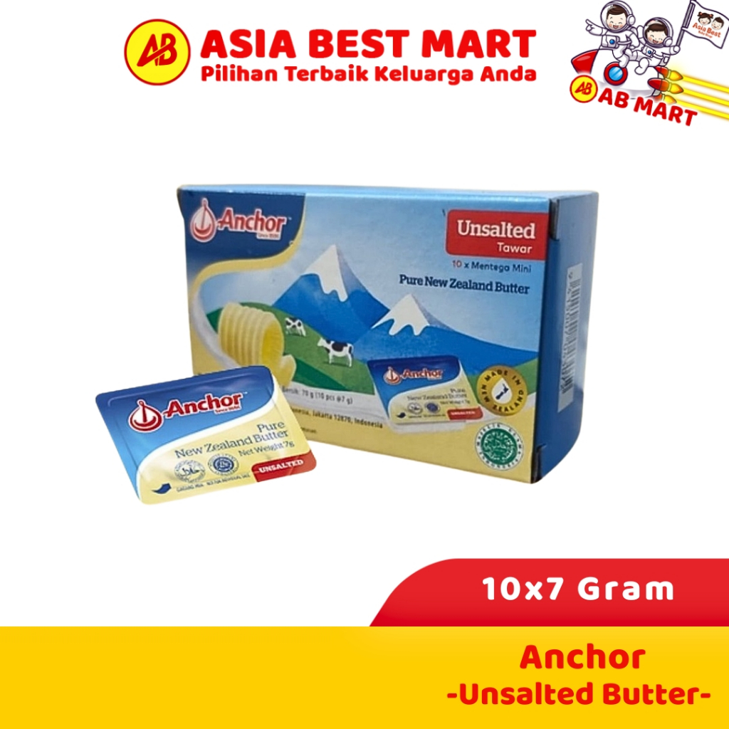 

Anchor Butter Unsalted / Salted Mentega Isi 10 X 7 Gr ( Khusus Gosend & Grab )