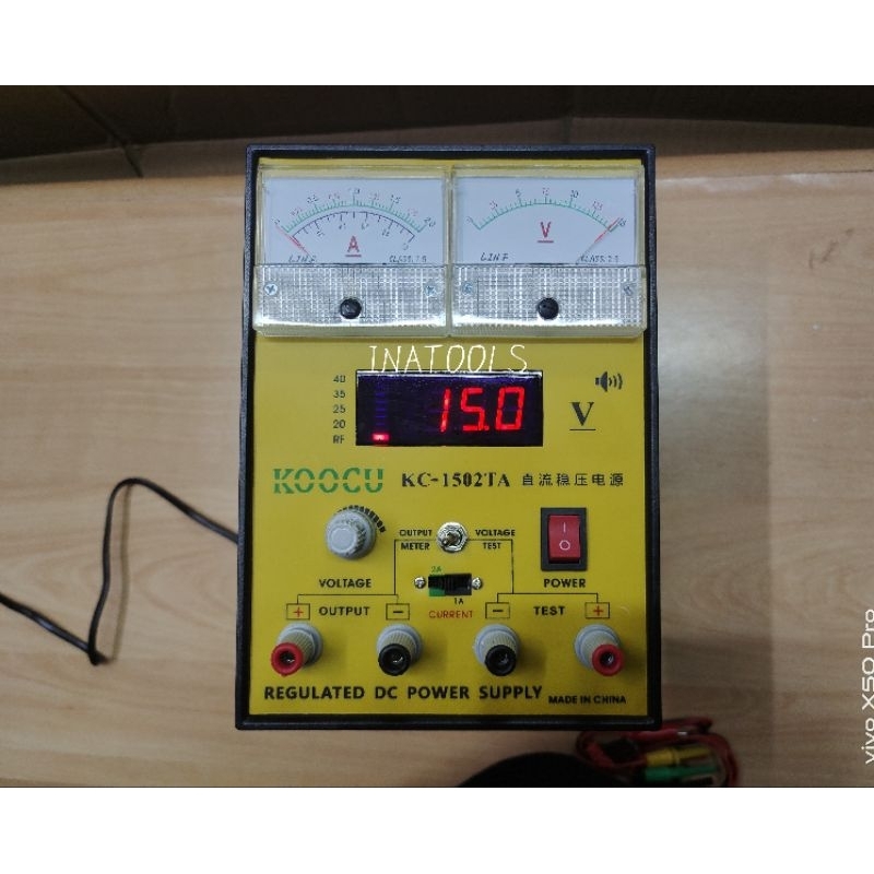 DC PSU POWER SUPPLY KOOCU 1502TA 2AMPERE 15V BUZZER POWER SUPLY DIGITAL ORIGINAL