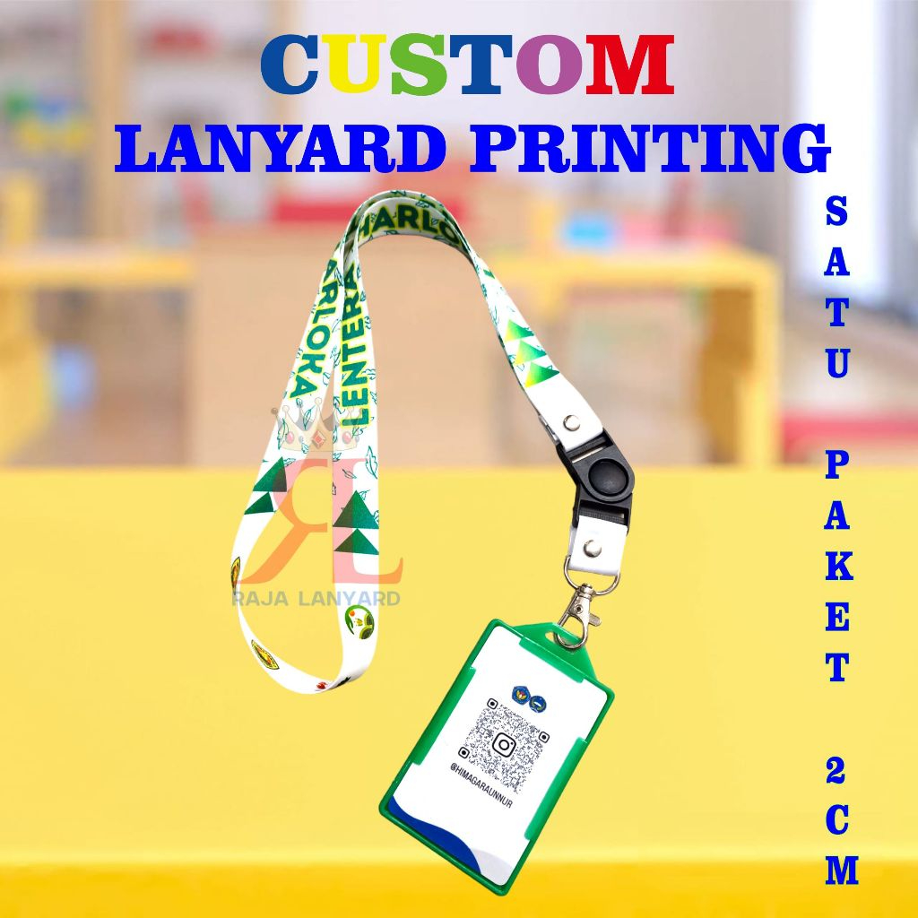 

CUSTOM TALI LANYARD SATU PAKET 2 CM CETAK 2 SISI / KARTU ID CARD, TALI LANYARD DAN FRAME CASE