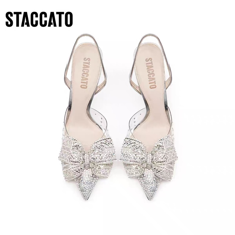 NEW TerMurah SALE ORIGINAL Staccato A2108-SSL WOMAN High Heels - White Silver Blink Bling Party Sepa