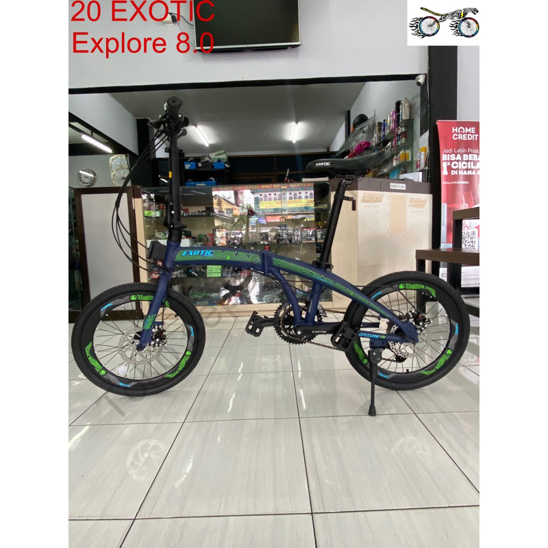 SEPEDA LIPAT 20 INCH EXOTIC EXPLORE 8.0 2 x 8 SPEED ALLOY MECHANICAL DISC BRAKE
