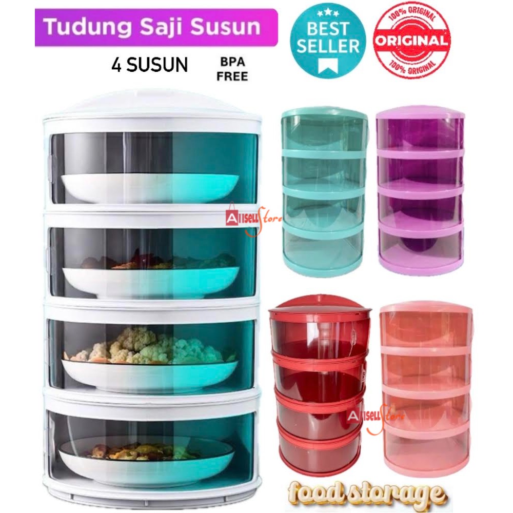 (BISA COD) PROMO Rak Makanan 4 Susun / Tudung Saji 4 Susun / Food Cover / Penutup Makanan 4 Susun / 