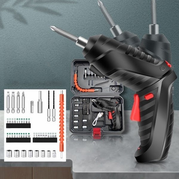 Mesin Obeng Listrik Bor Cordless Tanpa Kabel Satu Set Koper