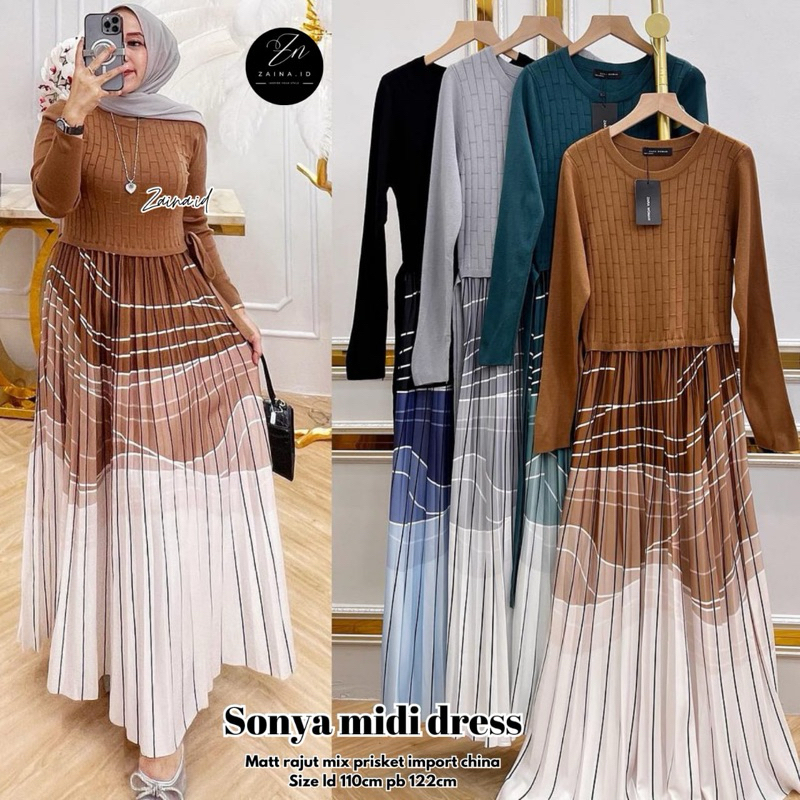 NEW Sonya Dress Plisket #2 | BEST SELLER | Allsize | Mat. Rajut Mix Prisket Import China | Dress Pli