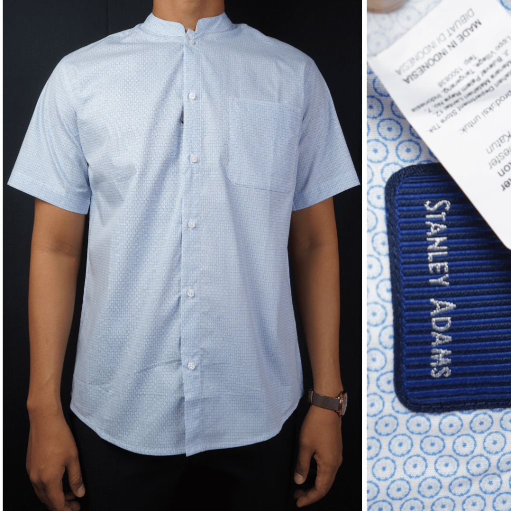 Baju Koko Pria Lengan Pendek STANLEY ADAMS Biru Muda Motif | Pakaian Muslim Pria | Basic