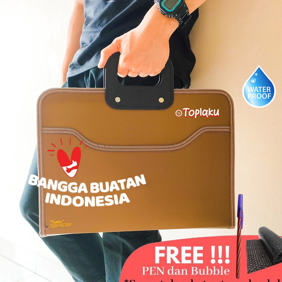 Tren Baru TOPLA Tas Map Dokumen File F4  A3 Penting Anti Air Resleting Document Bag Tenteng Jinjing 