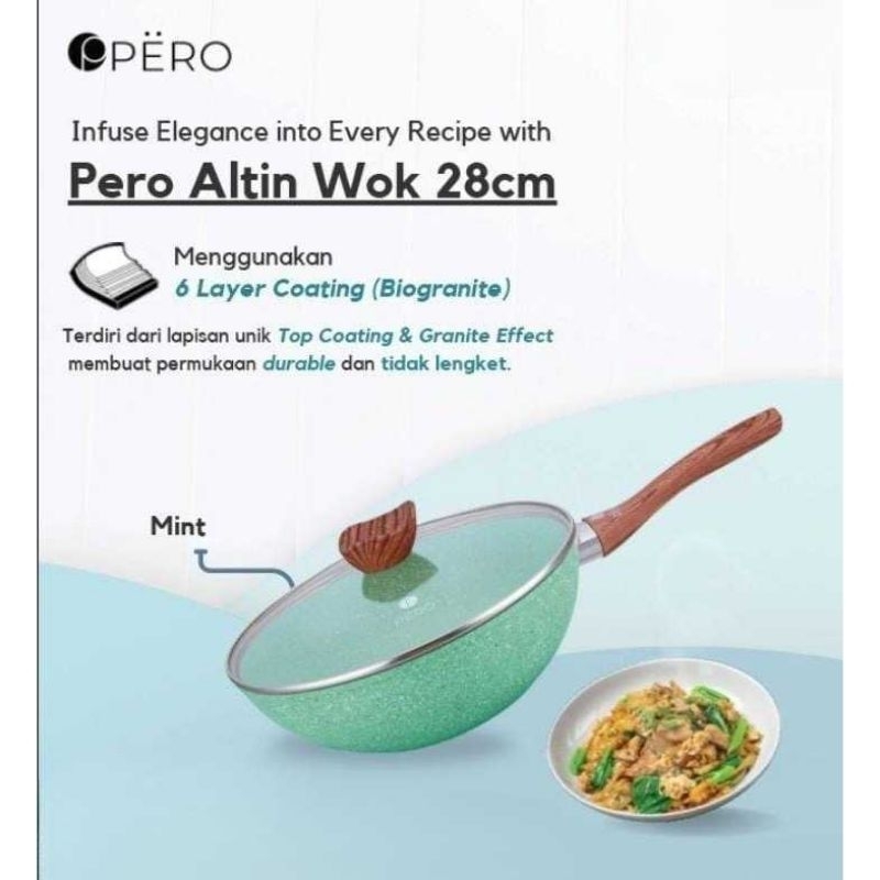 PERO Wok Altin Pan 28cm + Tutup Kaca