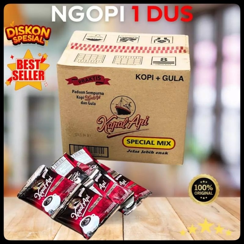 

Kopi kapal api special mix 1 dus isi 12 renceng / Kopi bubuk saset+gula