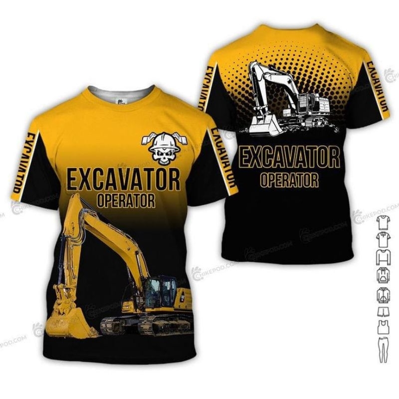 kaos 3d excavator full printing / kaos desel power / oprator excavator keren 2024 / kaos beko