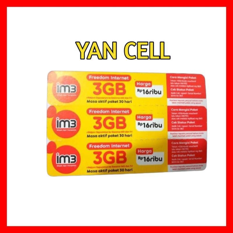 VOUCHER INDOSAT 3 GB 30 HARI (SUMATERA)