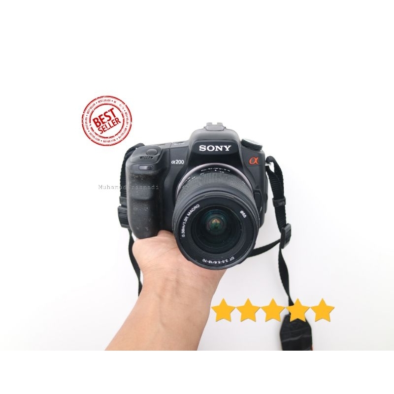 Camera Kamera DSLR SLR Sony A200 Lensa 18-55mm Hitam Mulus Murah