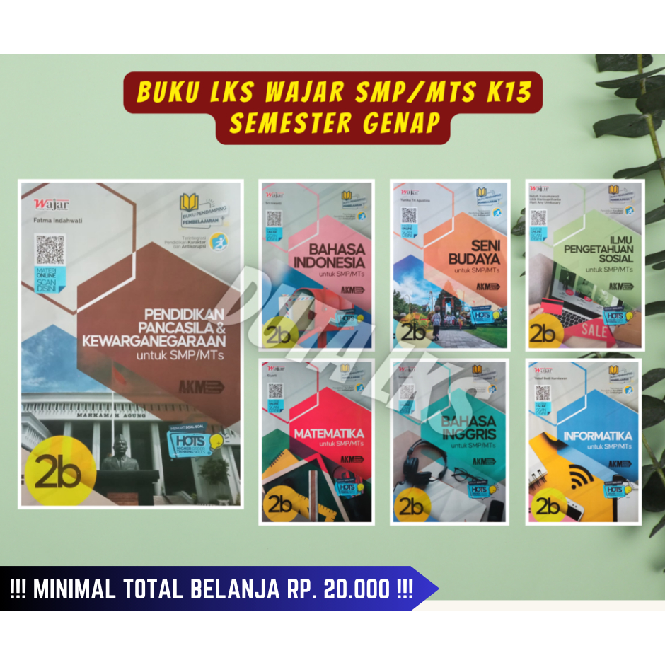 Buku LKS Wajar SMP/MTS Kelas 8 K13 - Semester Genap 2023/2024, PKN, BAHASA INDONESIA, MATEMATIKA, IP
