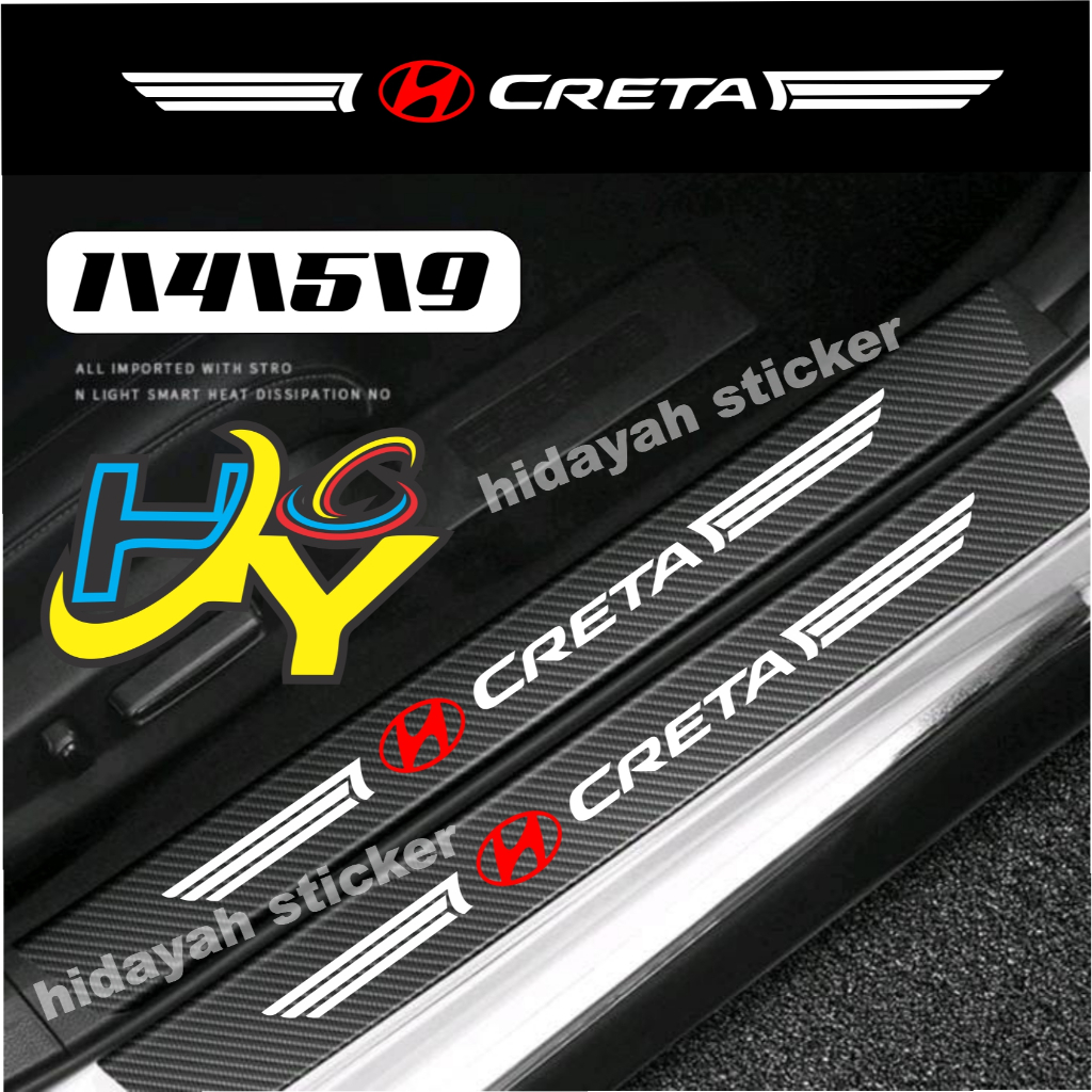 STICKER MOBIL HYUNDAI CRETA STICKER KARBON 3D PELINDUNG PIJAKAN KAKI MOBIL HYUNDAI