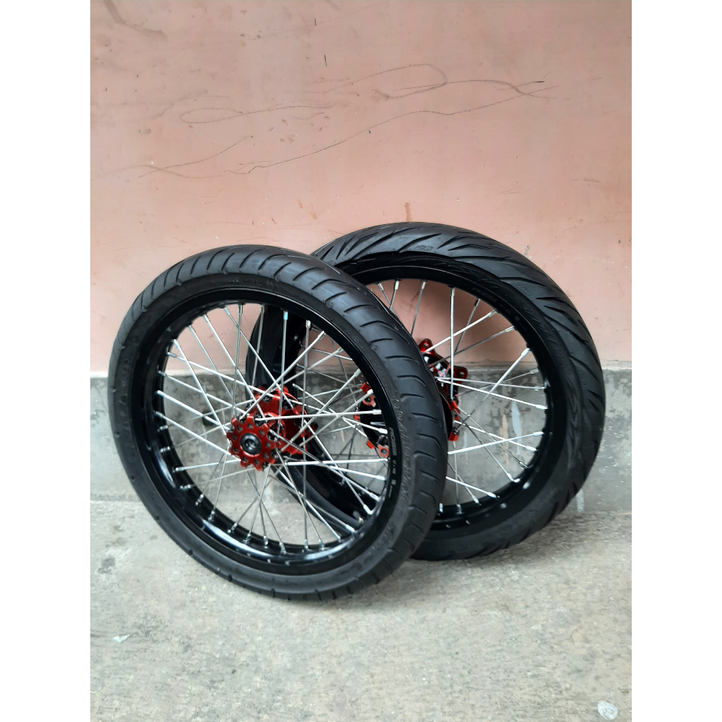 Wheelset Surex CRF150L Velg Set Semi Cacing CRF Ukur 160/185 Murah Ring 17