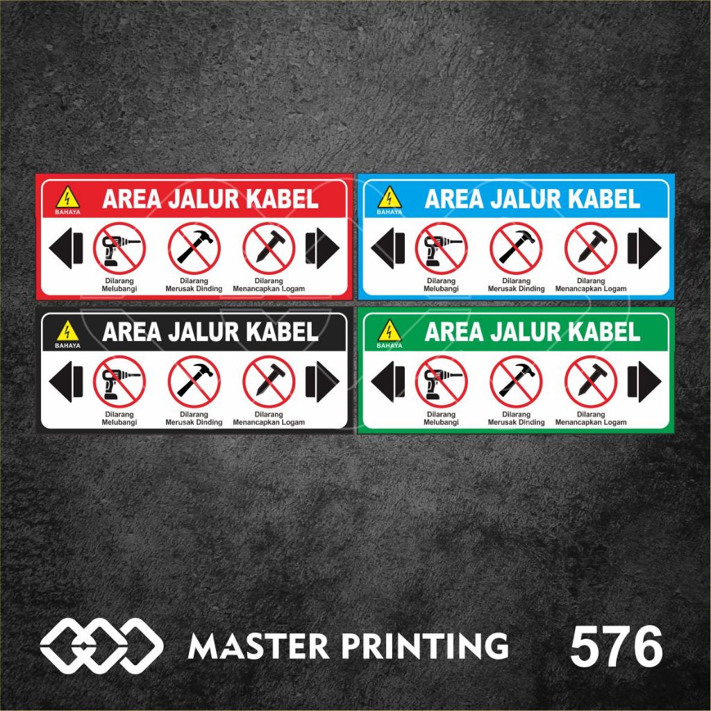 

576 - Stiker Area Jalur Kabel, Sticker Vinyl, Premium, Tahan Air, Termurah, dan Bisa Custom