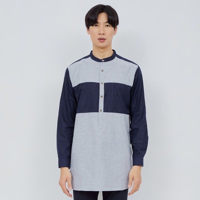 M321 KOKO KURTA PRIA PANJANG NAVY SIZE XL