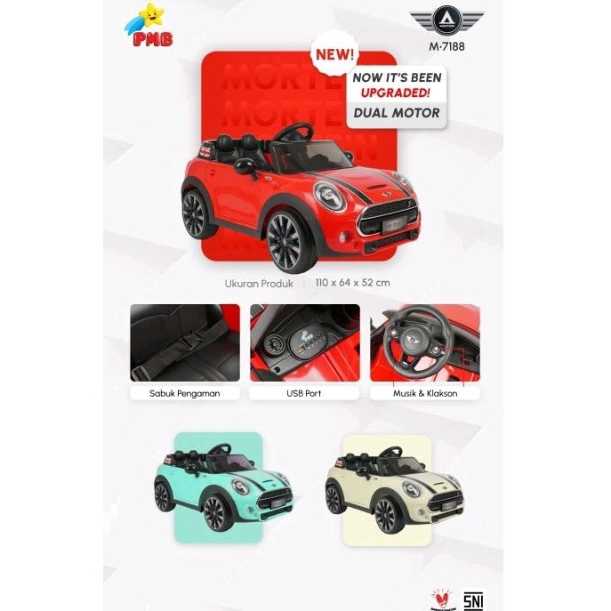 (Free pelapis ban / karpet ) Mobilan Aki Anak Toys Mini Cooper Speeds DUAL PMB 7188 M-7188 M7188B 71