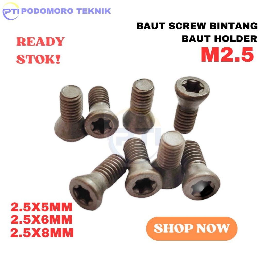 Baut Holder M2.5X5 M2.5X6 M2.5X8 Screw Bintang Baut Insert Holder