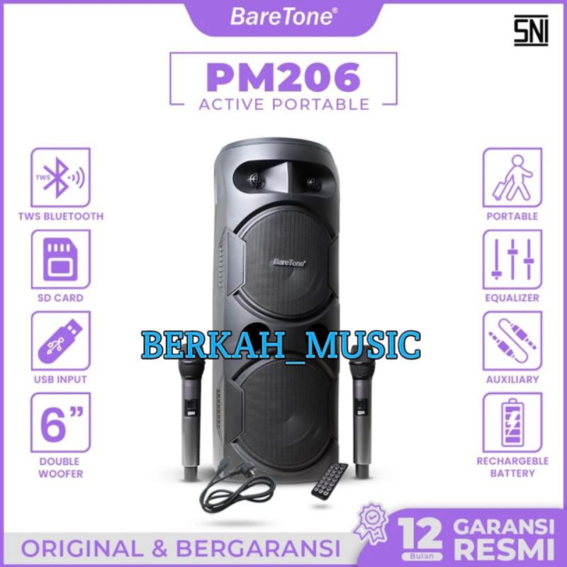 Baretone Speaker Portabel Pm206 original Speaker 6inch