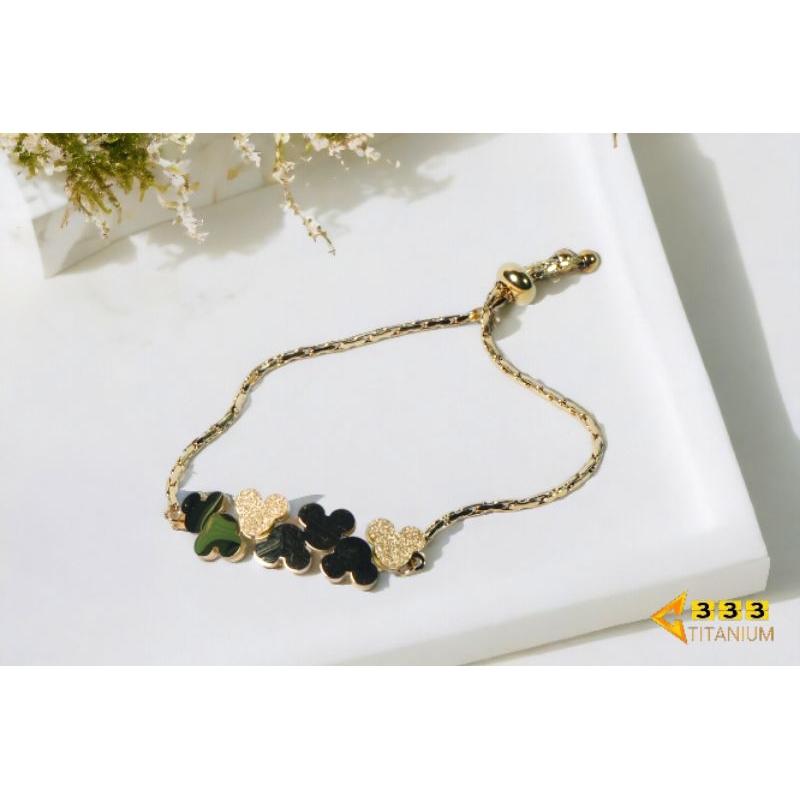 Gelang Serut Premium Titanium Jewelry Wanita Ori 075 Mewah Dan Anti Karat/Luntur