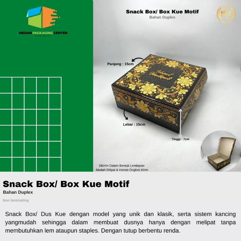 Snack box / Box kue / Dus Kue Motif 15x15x7 isi 5pcs