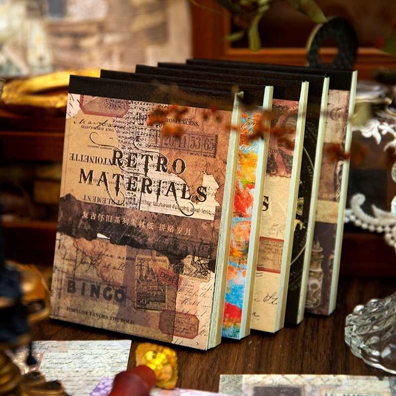 

[Artopia] 100 Lembar Deco Retro Materials Buku Kertas Dekorasi DIY Scrapbook Bujo Bullet Journaling Vintage